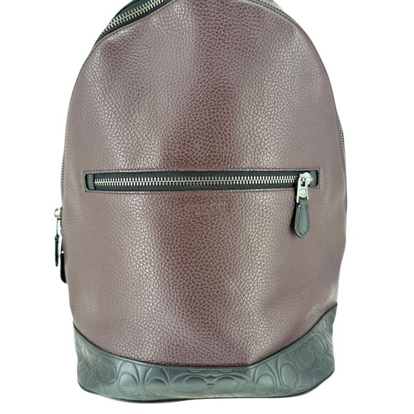 Coach West Slim Backpack Pebble Signature Leather Oxblood Laptop Bag F79961 EUC - Picture 5 of 11